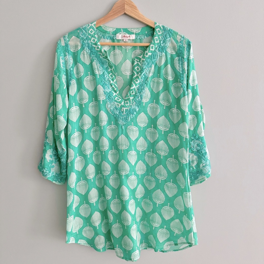 Amaya Teal Palm Tunic
